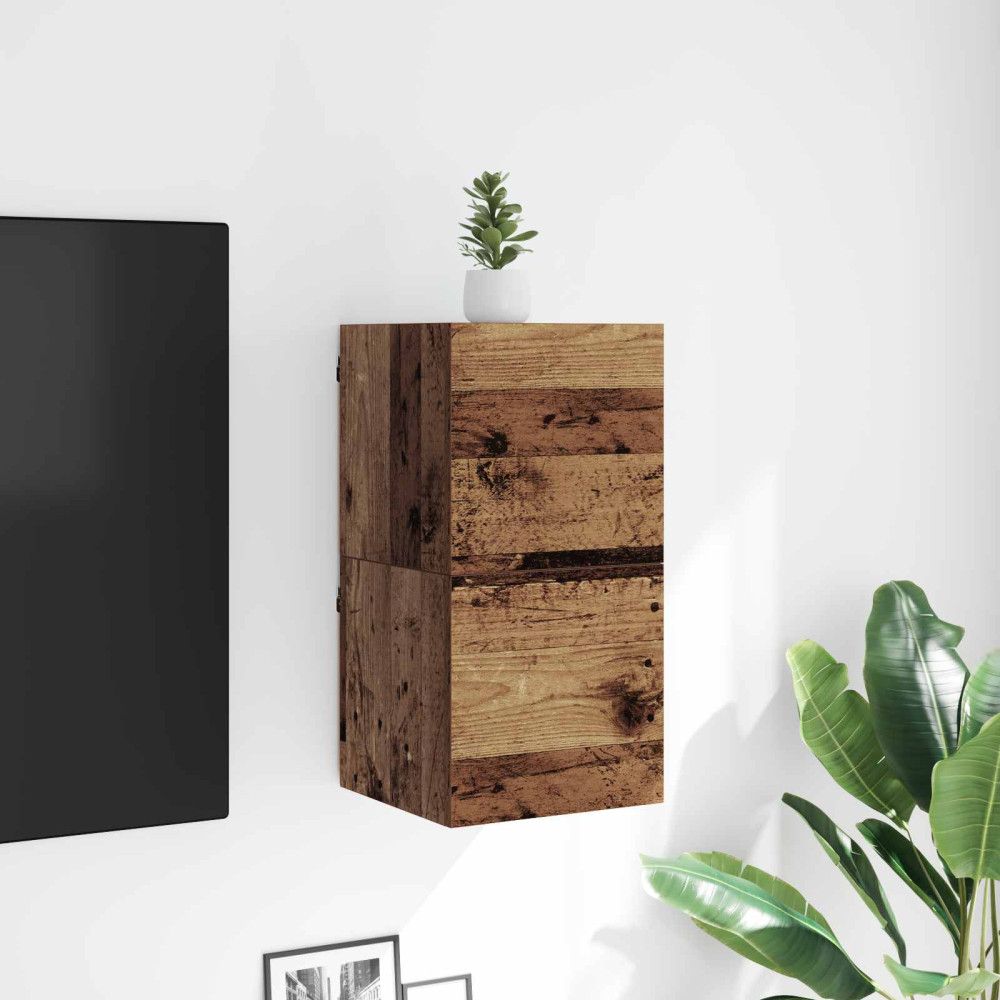 Produktbild för Väggmonterat TV-förråd Gammalt trä 30,5 x 30 x 30 cm
