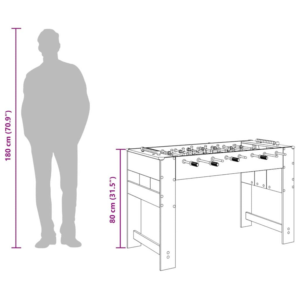 Produktbild för Foosballbord Rökt ek 125 x 60,5 x 80 cm Konstruerat trä
