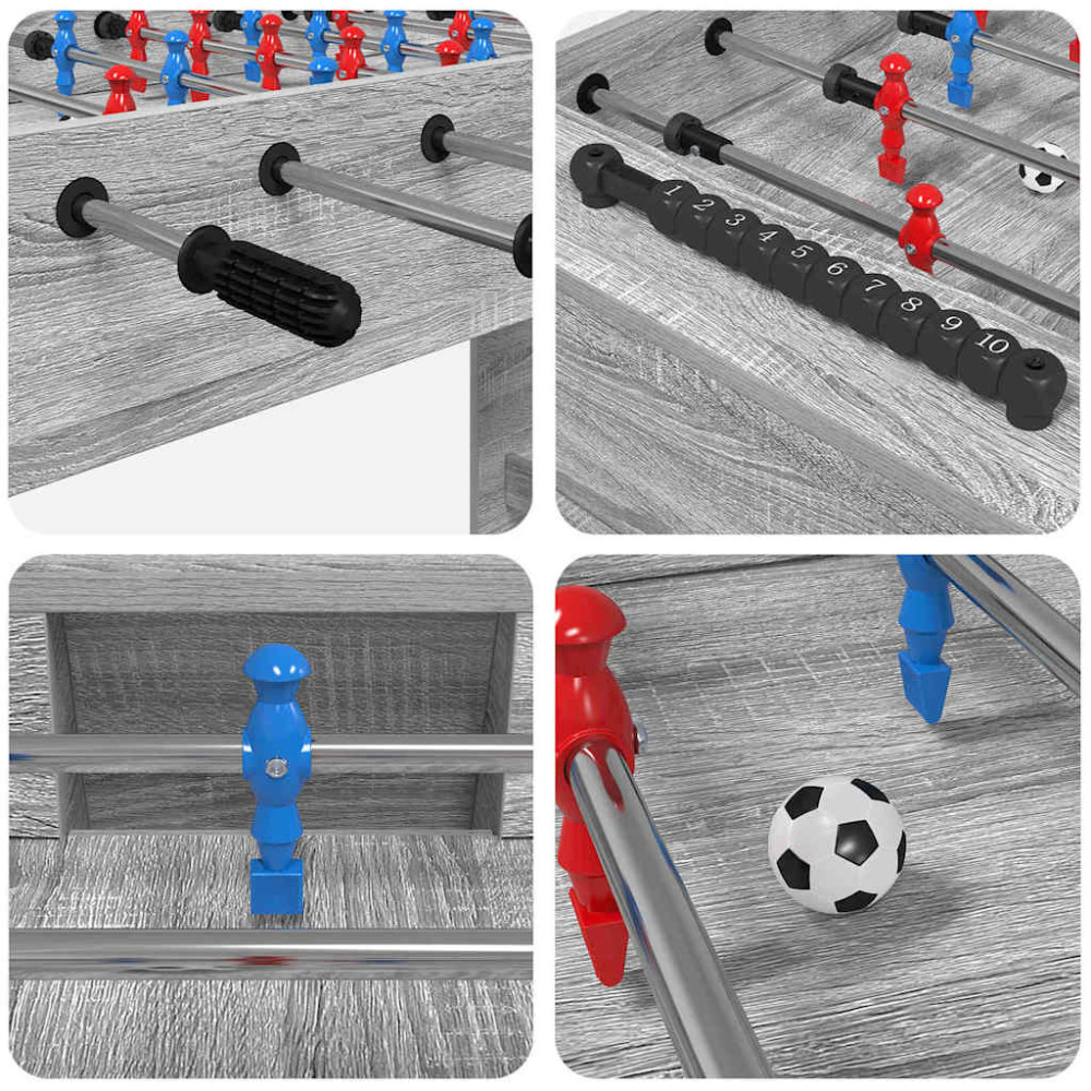 Produktbild för Foosballbord Grå Sonoma 125 x 60,5 x 80 cm Konstruerat trä