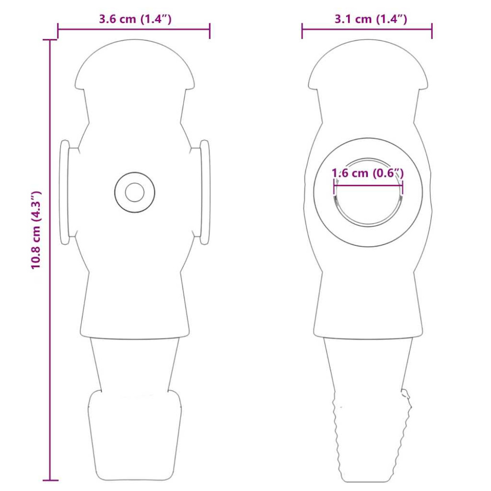Produktbild för Fotbollstabellspelare 24 pcs Svart och Vitt 3,6 x 3,1 x 10,8 cm