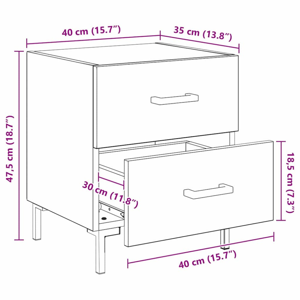 Produktbild för Nattduksbord Gammalt trä 40 x 35 x 47,5 cm Konstruerat trä