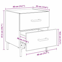Produktbild för Nattduksbord Svart Ek 40 x 35 x 47,5 cm Konstruerat trä