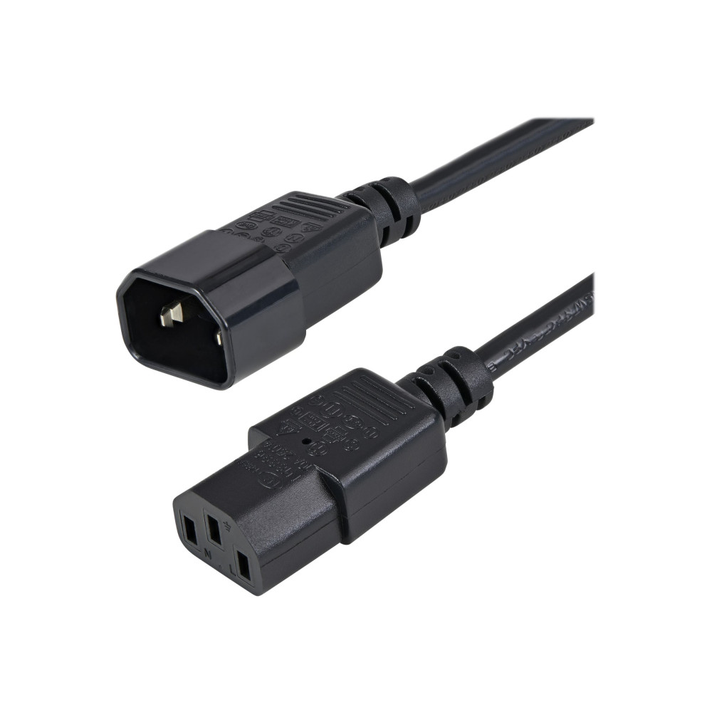 Produktbild för StarTech.com 1 m strömförlängningskabel, C14 till C13, 10 A 125 V, 18AWG, förlängningskabel för datorer, IEC-320-C14 till IEC-320-C13 AC-förlängningskabel för strömförsörjning, UL-listad - förlängningskabel för ström - power IEC 60320 C13 till IEC 60320 C