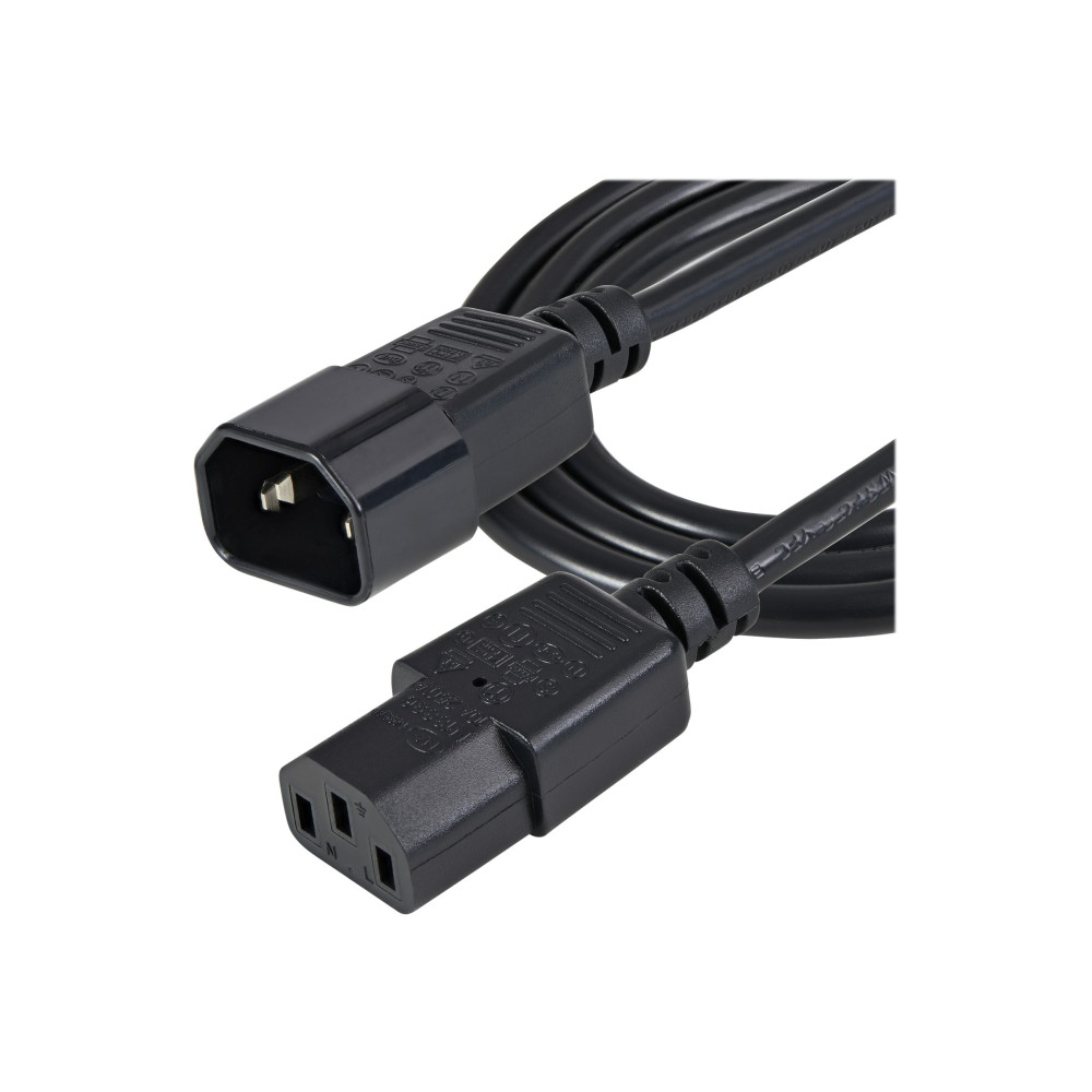 Produktbild för StarTech.com 1 m strömförlängningskabel, C14 till C13, 10 A 125 V, 18AWG, förlängningskabel för datorer, IEC-320-C14 till IEC-320-C13 AC-förlängningskabel för strömförsörjning, UL-listad - förlängningskabel för ström - power IEC 60320 C13 till IEC 60320 C