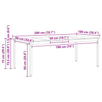 Produktbild för Matbord Naturfärg 200 x 100 x 75 cm Massiv furu