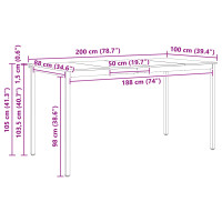Produktbild för Barbord Vit 200 x 100 x 105 cm Massiv furu