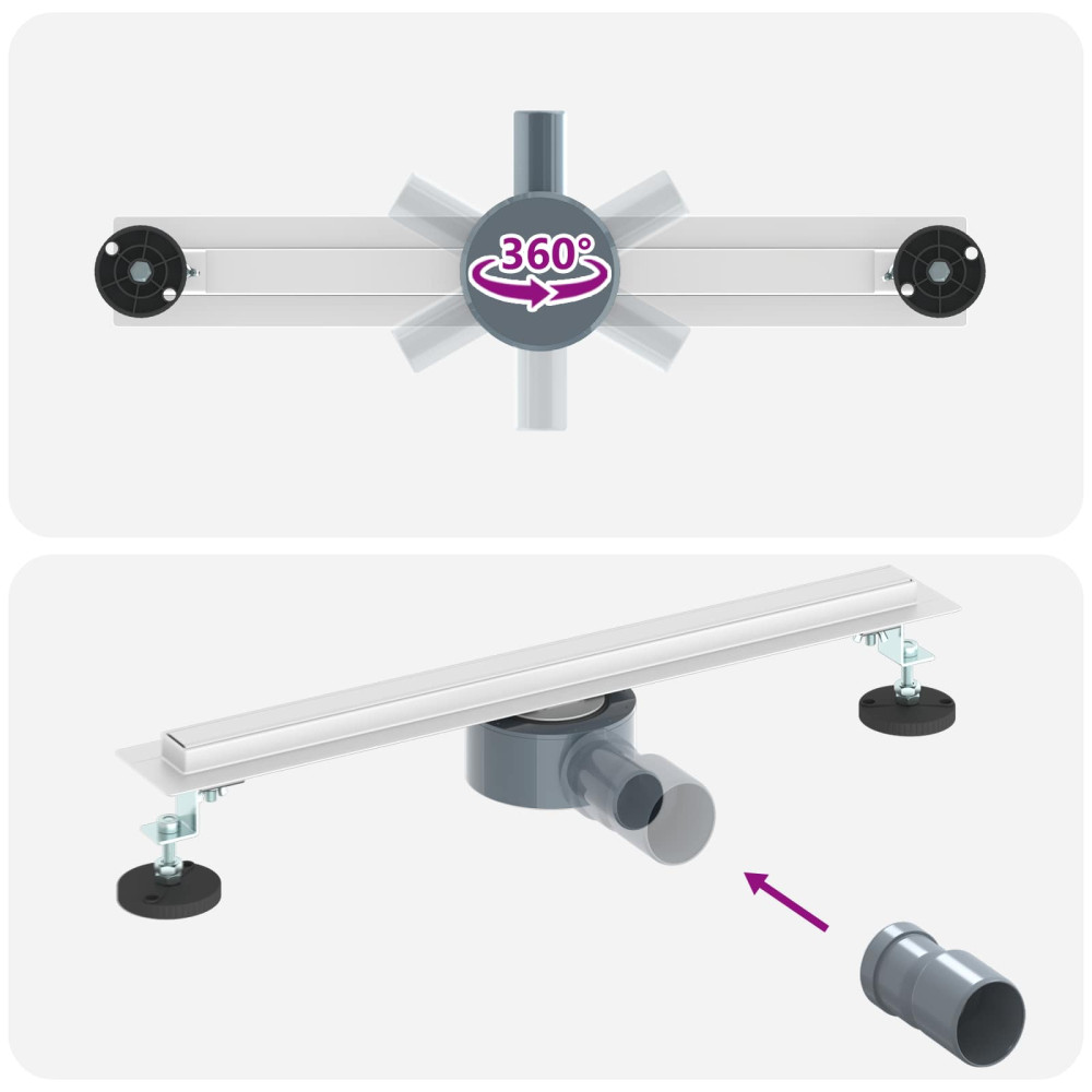Produktbild för 360° Duschavlopp med smal modell Silver 50 cm