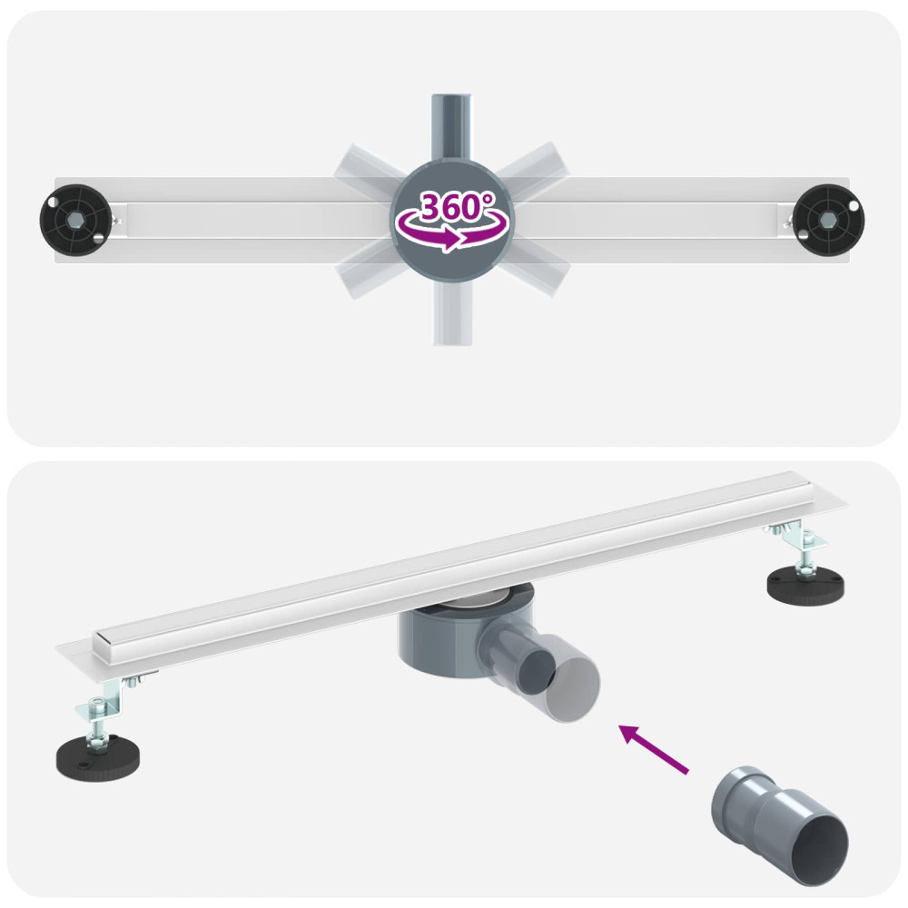 Produktbild för 360° Duschavlopp med smal modell Silver 60 cm