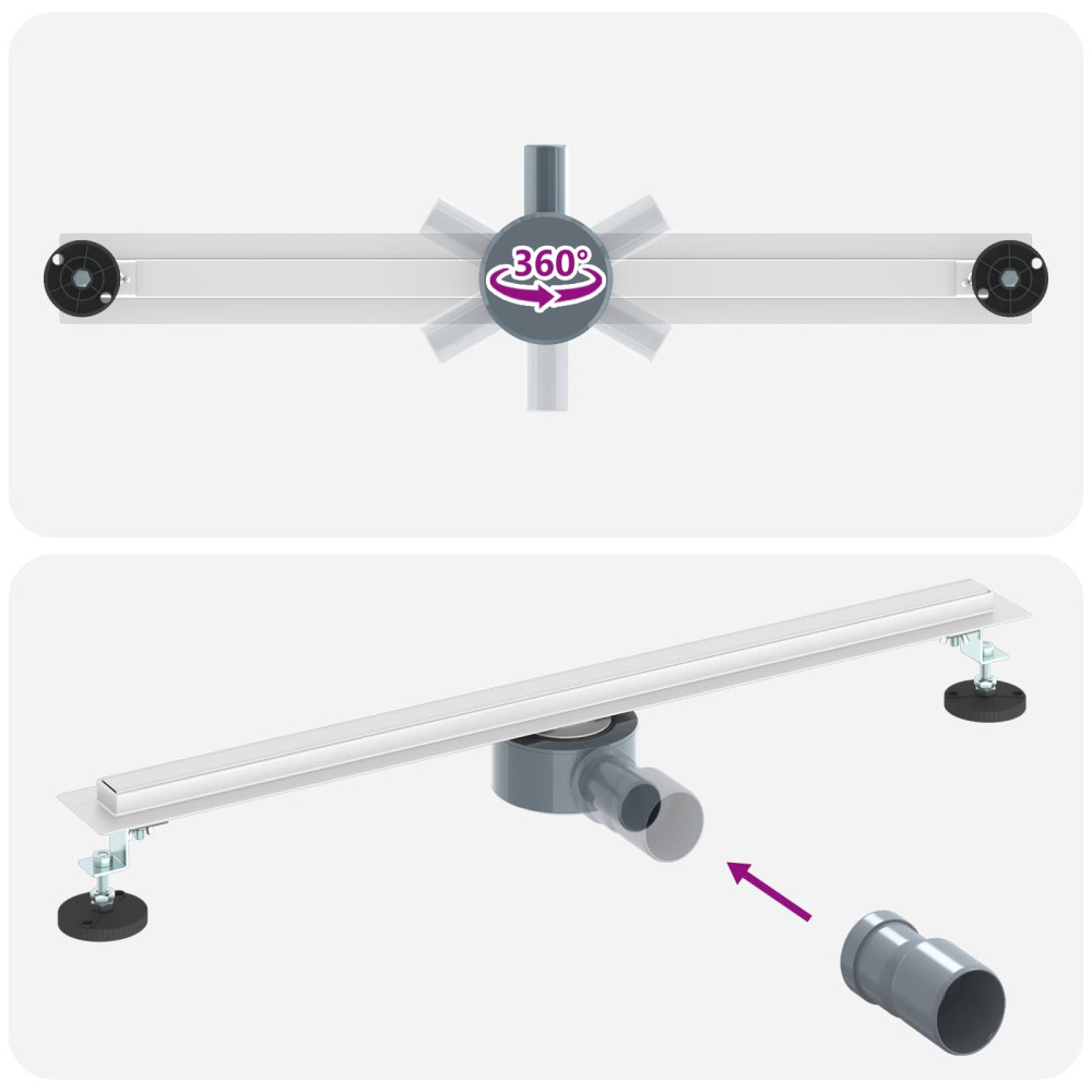 Produktbild för 360° Duschavlopp med smal modell Silver 70 cm