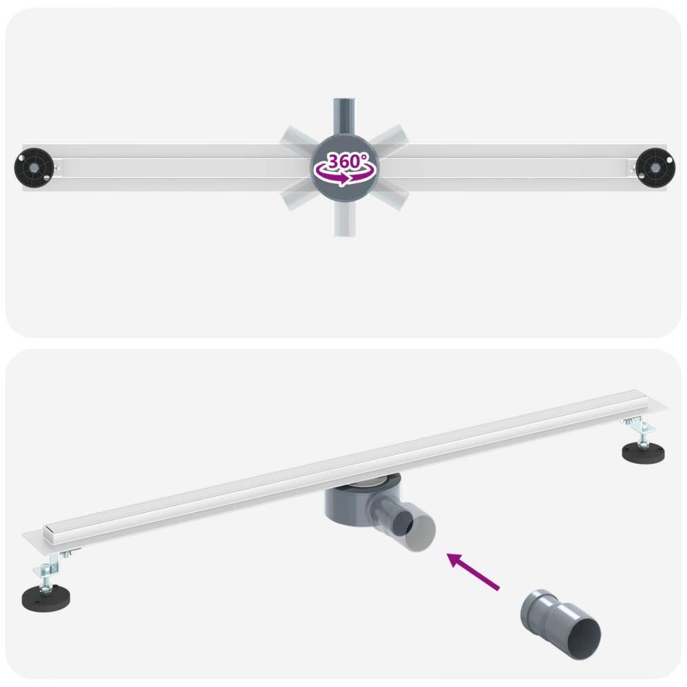 Produktbild för 360° Duschavlopp med smal modell Silver 90 cm