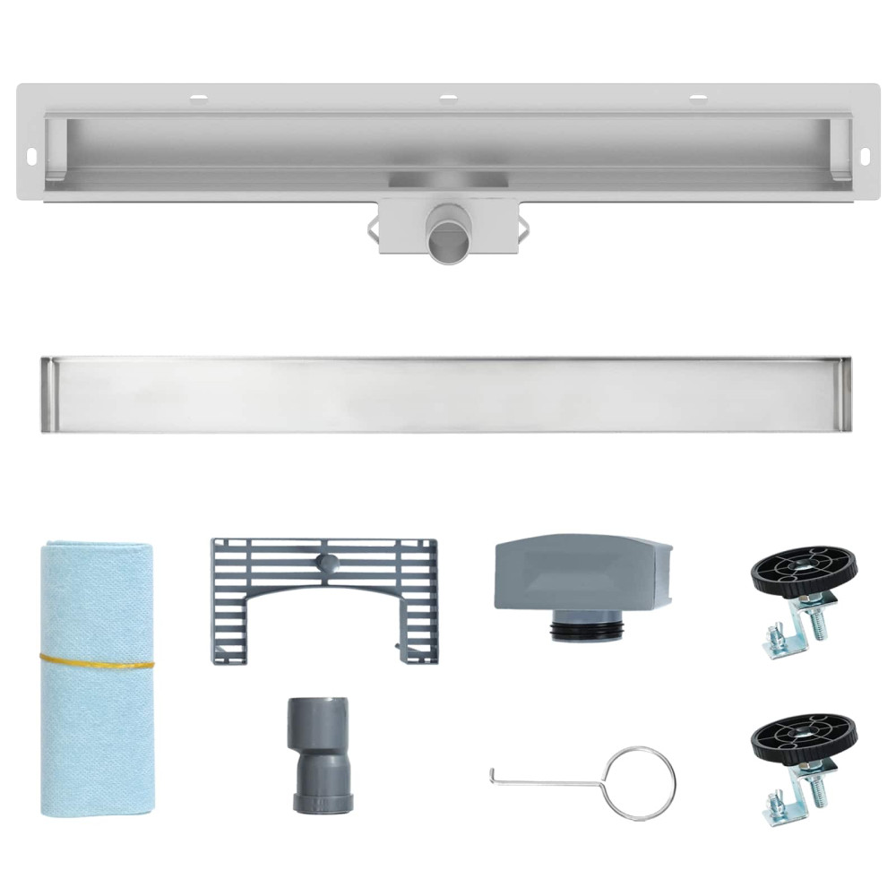 Produktbild för Väggmonterat duschavlopp Silver 70 cm Rostfritt Stål 304