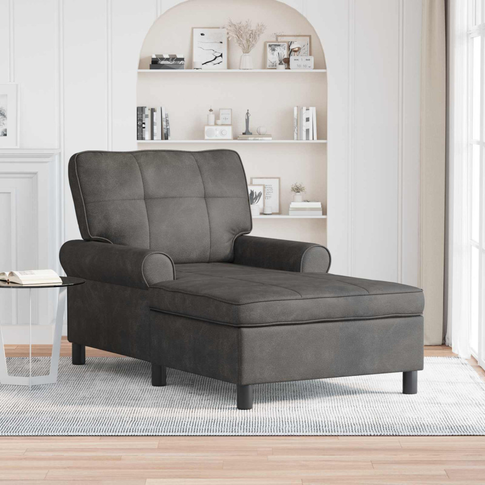 Produktbild för Chaise Lounge med kudde Svart 91 x 157 x 91 cm Konstläder