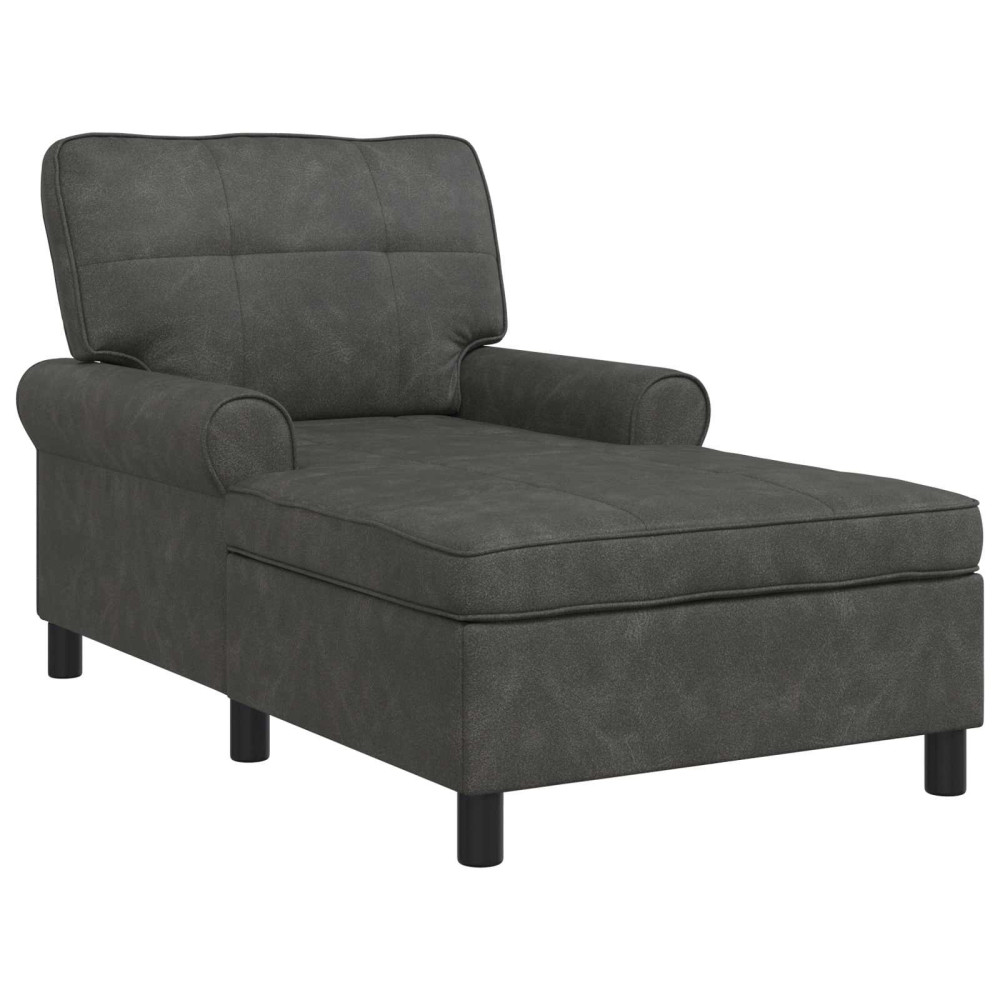 Produktbild för Chaise Lounge med kudde Svart 91 x 157 x 91 cm Konstläder