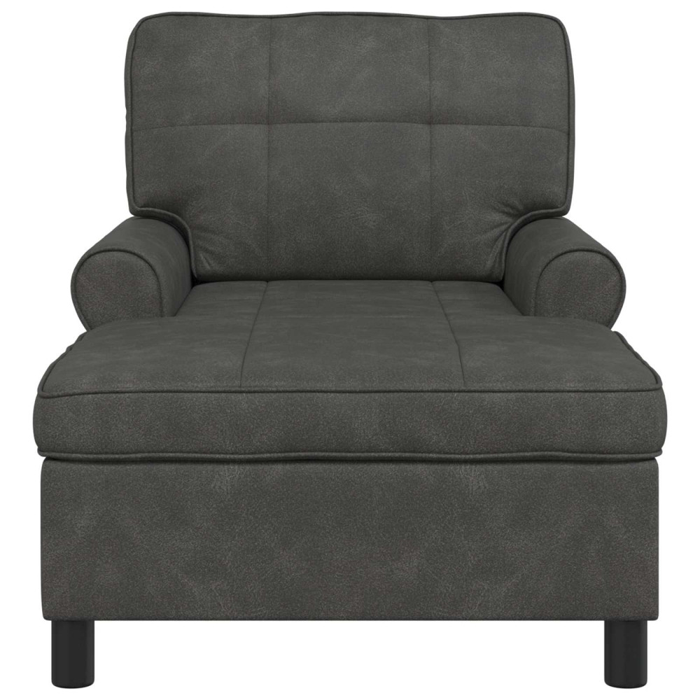 Produktbild för Chaise Lounge med kudde Svart 91 x 157 x 91 cm Konstläder