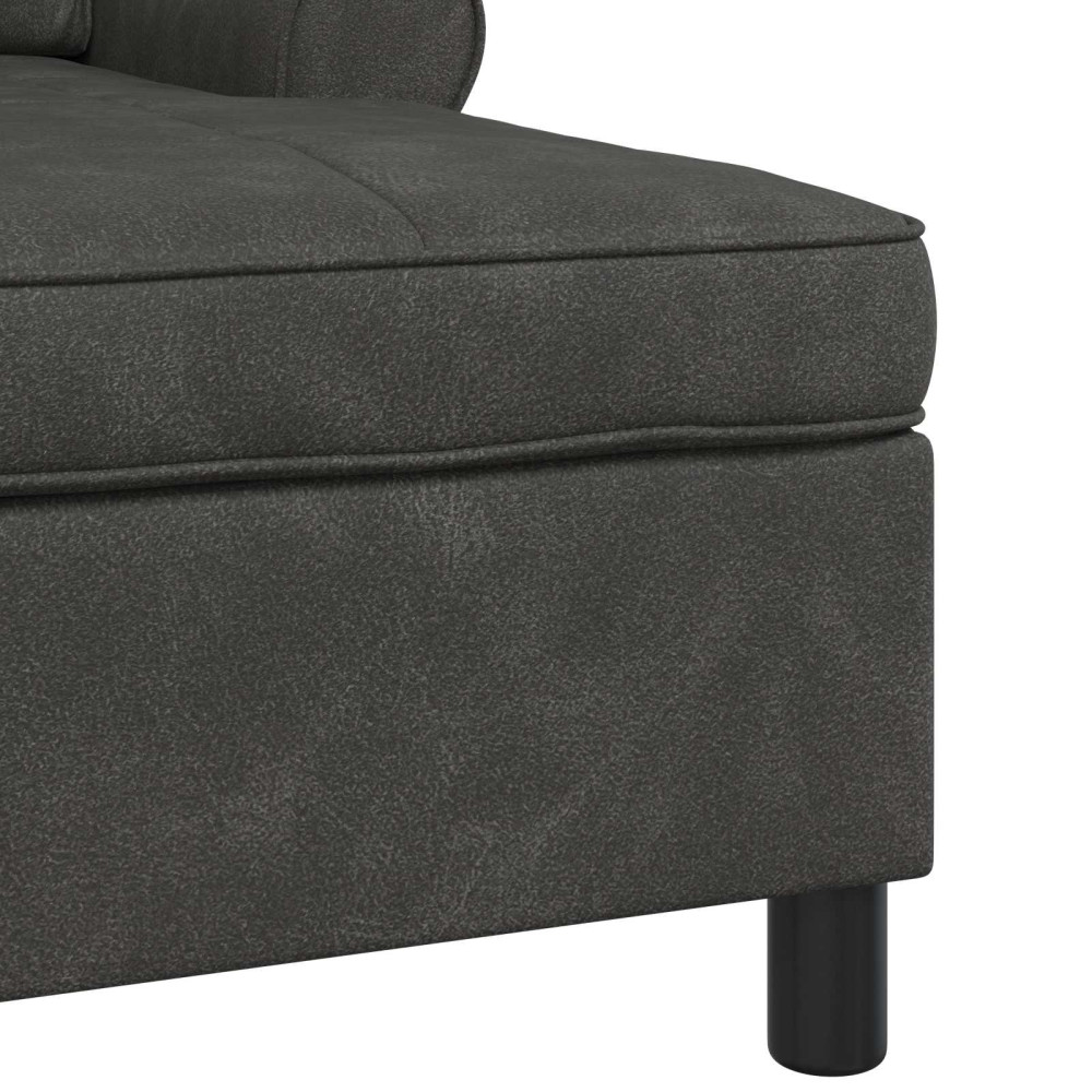 Produktbild för Chaise Lounge med kudde Svart 91 x 157 x 91 cm Konstläder