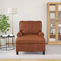 Produktbild för Chaise Lounge med kudde Brun 91 x 157 x 91 cm Konstläder