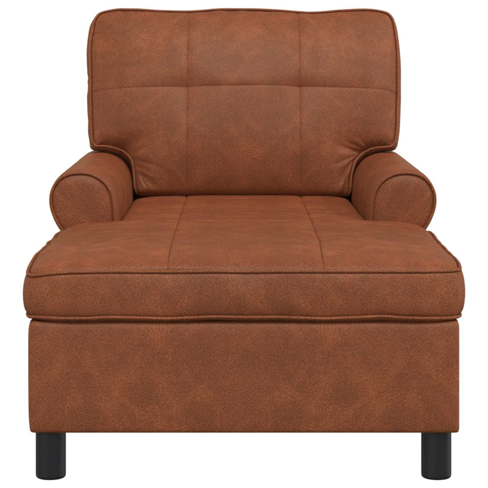 Produktbild för Chaise Lounge med kudde Brun 91 x 157 x 91 cm Konstläder