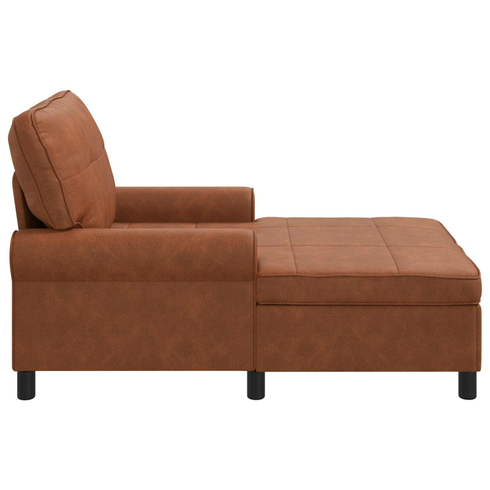 Produktbild för Chaise Lounge med kudde Brun 91 x 157 x 91 cm Konstläder
