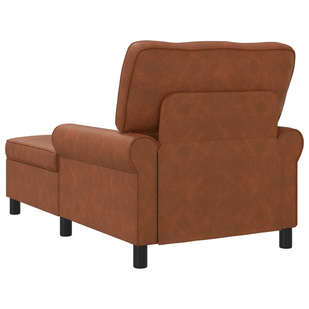 Produktbild för Chaise Lounge med kudde Brun 91 x 157 x 91 cm Konstläder
