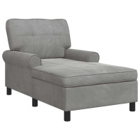Produktbild för Chaise Lounge med kudde Ljusgrå 91 x 157 x 91 cm Sammet