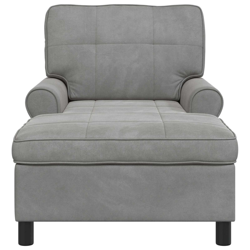 Produktbild för Chaise Lounge med kudde Ljusgrå 91 x 157 x 91 cm Sammet