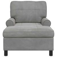 Produktbild för Chaise Lounge med kudde Ljusgrå 91 x 157 x 91 cm Sammet