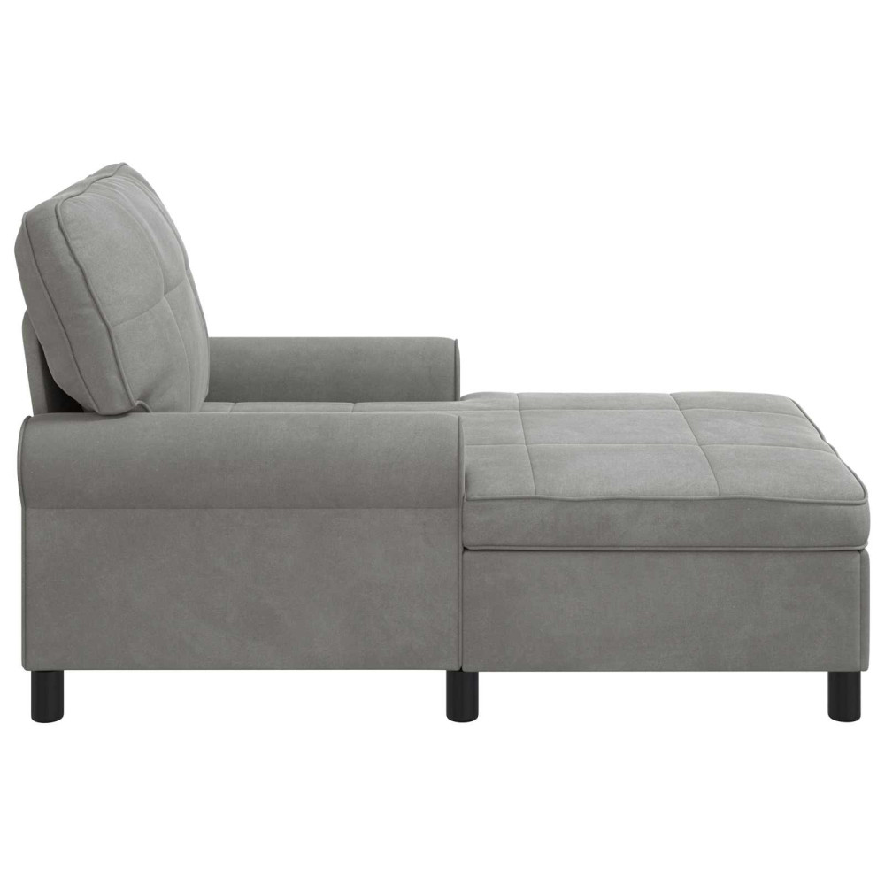 Produktbild för Chaise Lounge med kudde Ljusgrå 91 x 157 x 91 cm Sammet