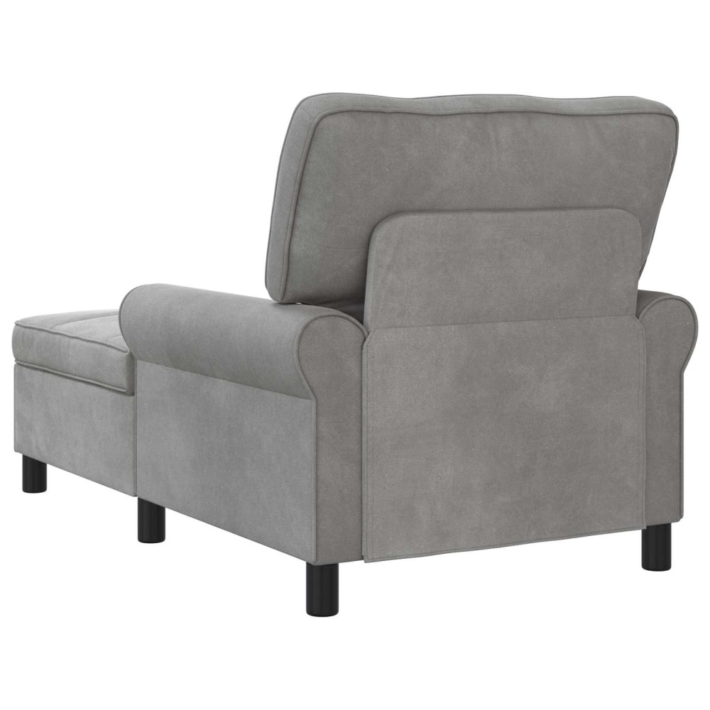 Produktbild för Chaise Lounge med kudde Ljusgrå 91 x 157 x 91 cm Sammet