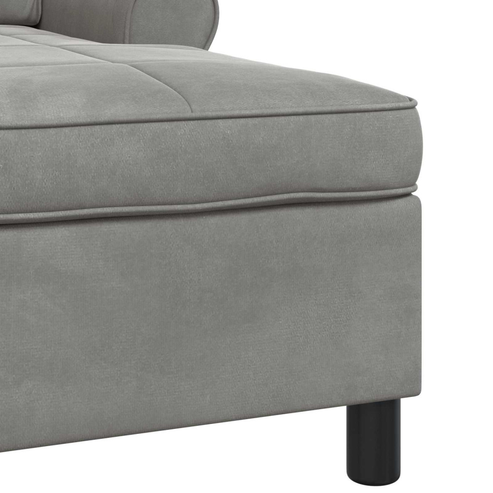 Produktbild för Chaise Lounge med kudde Ljusgrå 91 x 157 x 91 cm Sammet