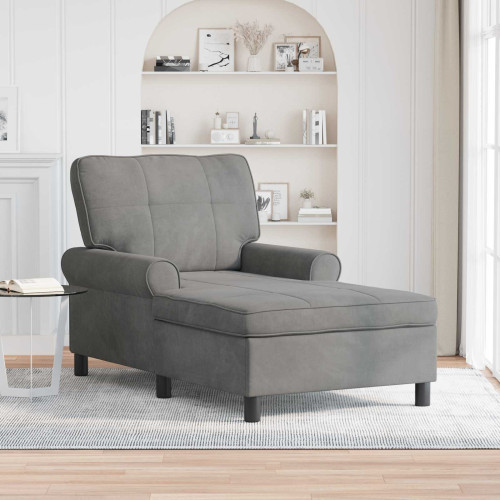 vidaXL Chaise Lounge med kudde Mörkgrå 91 x 157 x 91 cm Sammet