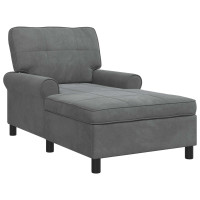 Produktbild för Chaise Lounge med kudde Mörkgrå 91 x 157 x 91 cm Sammet