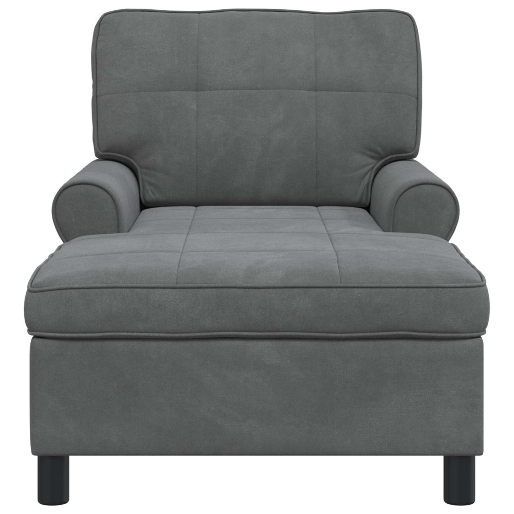 Produktbild för Chaise Lounge med kudde Mörkgrå 91 x 157 x 91 cm Sammet