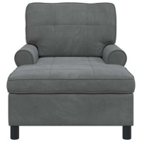 Produktbild för Chaise Lounge med kudde Mörkgrå 91 x 157 x 91 cm Sammet