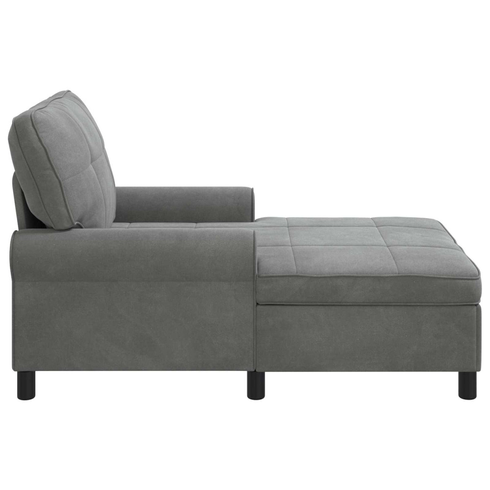 Produktbild för Chaise Lounge med kudde Mörkgrå 91 x 157 x 91 cm Sammet