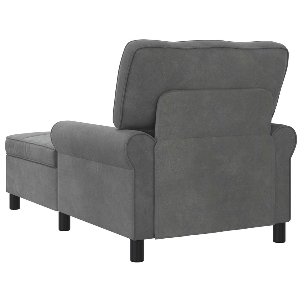 Produktbild för Chaise Lounge med kudde Mörkgrå 91 x 157 x 91 cm Sammet