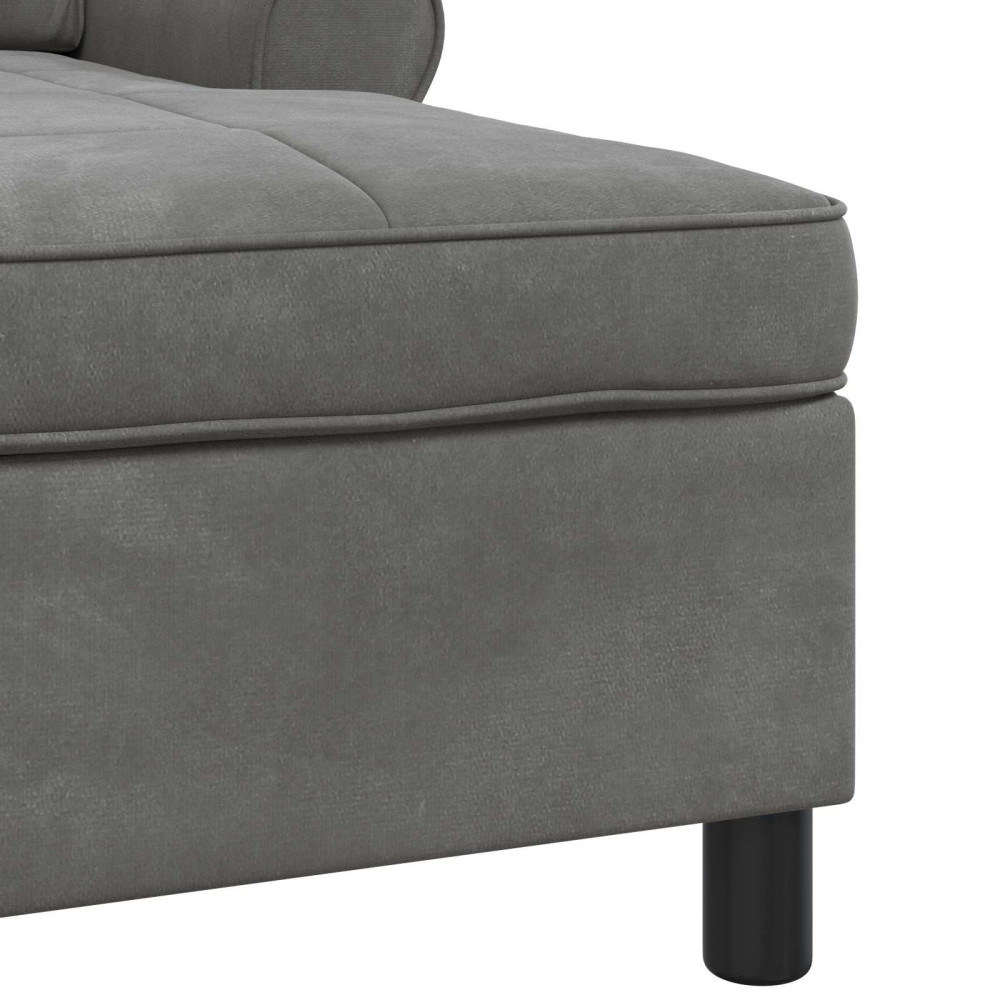 Produktbild för Chaise Lounge med kudde Mörkgrå 91 x 157 x 91 cm Sammet