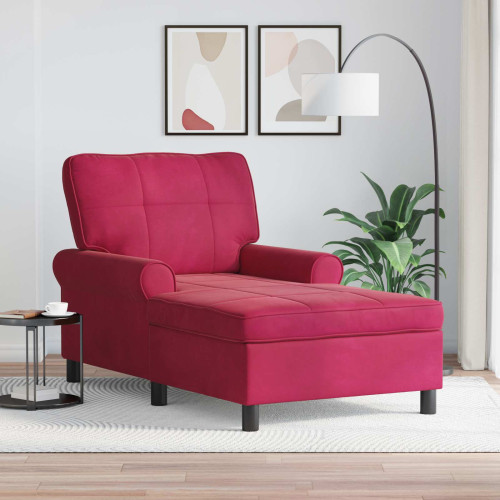 vidaXL Chaise Lounge med kudde Vinröd 91 x 157 x 91 cm Sammet - Divaner