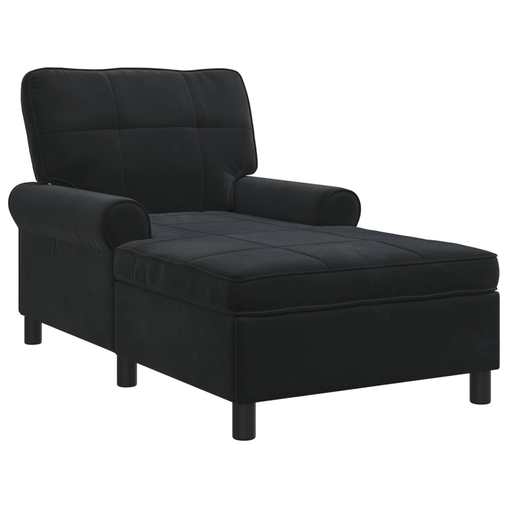 Produktbild för Chaise Lounge med kudde Svart 91 x 157 x 91 cm Sammet