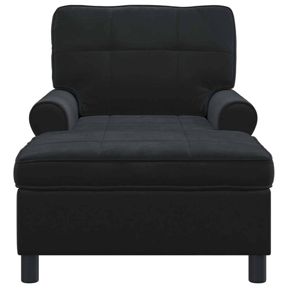 Produktbild för Chaise Lounge med kudde Svart 91 x 157 x 91 cm Sammet