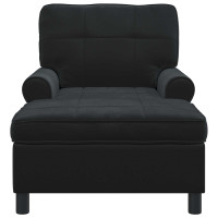 Produktbild för Chaise Lounge med kudde Svart 91 x 157 x 91 cm Sammet