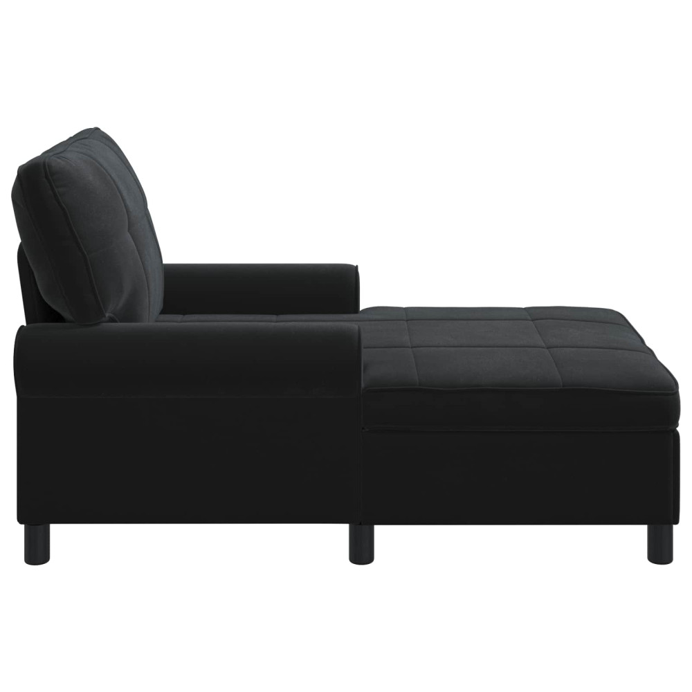 Produktbild för Chaise Lounge med kudde Svart 91 x 157 x 91 cm Sammet