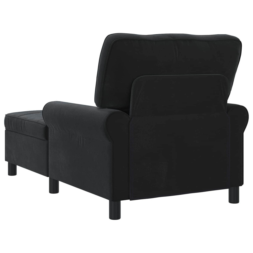 Produktbild för Chaise Lounge med kudde Svart 91 x 157 x 91 cm Sammet