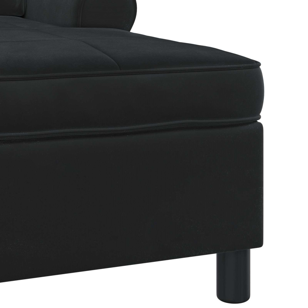 Produktbild för Chaise Lounge med kudde Svart 91 x 157 x 91 cm Sammet