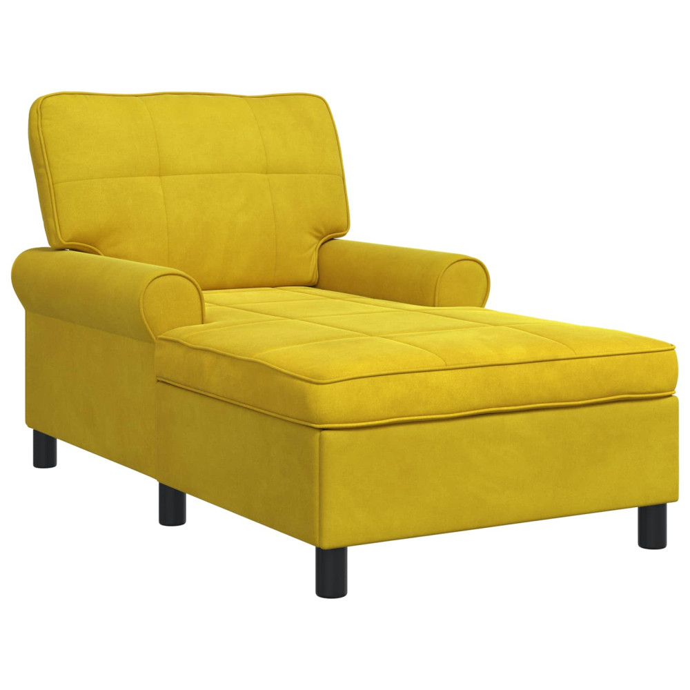 Produktbild för Chaise Lounge med kudde Gul 91 x 157 x 91 cm Sammet