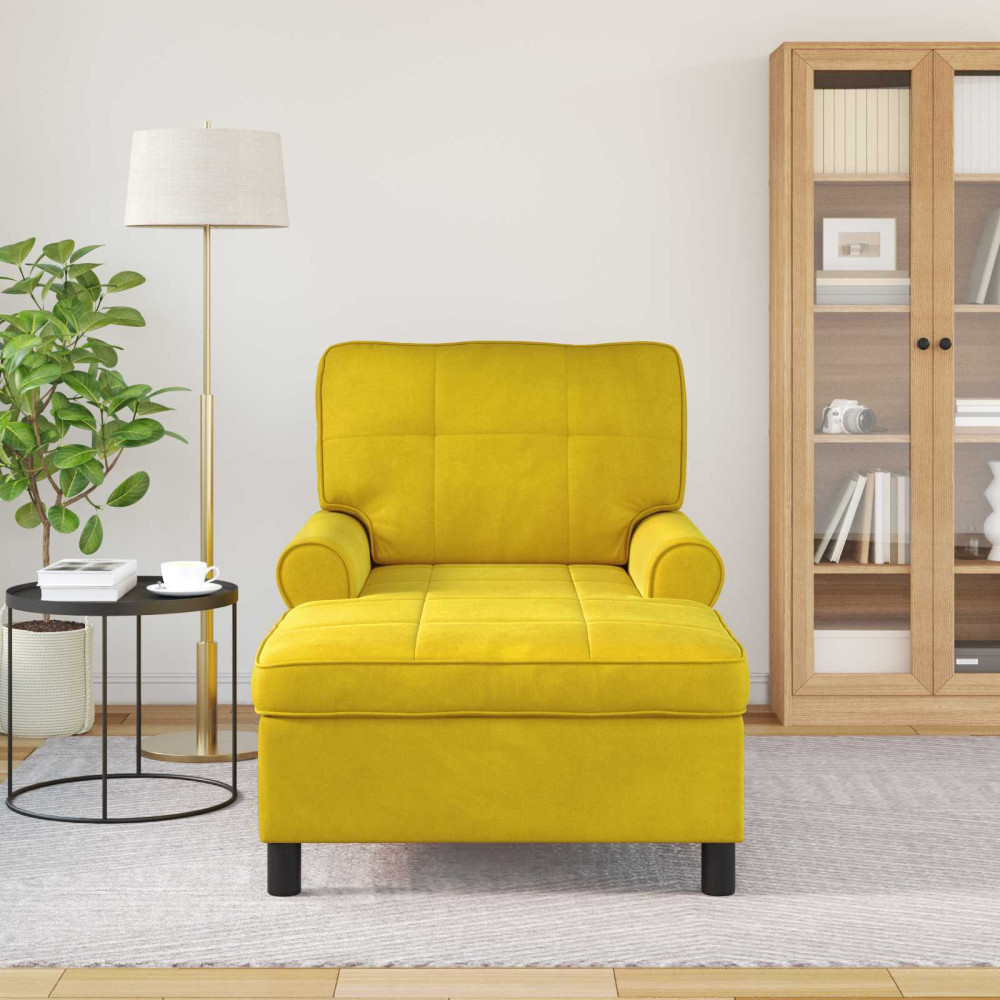 Produktbild för Chaise Lounge med kudde Gul 91 x 157 x 91 cm Sammet