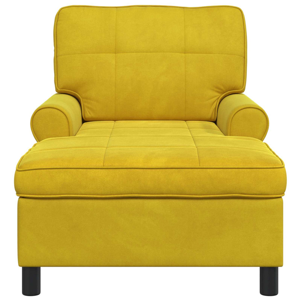 Produktbild för Chaise Lounge med kudde Gul 91 x 157 x 91 cm Sammet