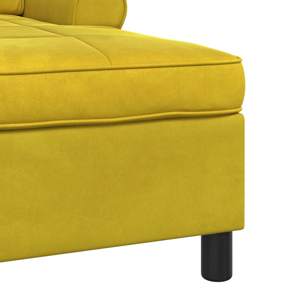 Produktbild för Chaise Lounge med kudde Gul 91 x 157 x 91 cm Sammet