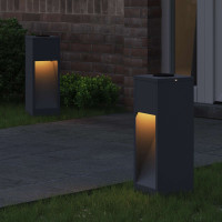 Produktbild för Solcell LED-vägbelysning 2 pcs Antracit Kallvalsat stål