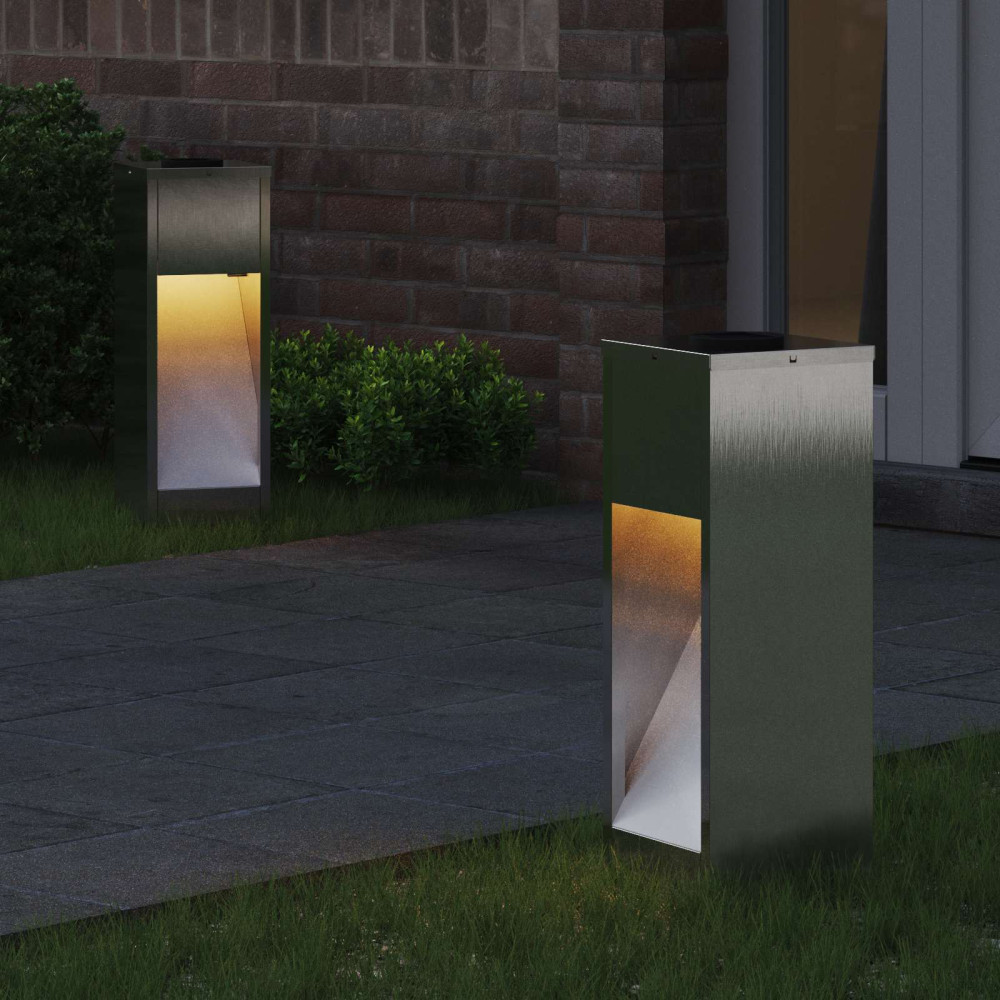 Produktbild för Solcell LED-vägbelysning 2 pcs Silver Rostfritt stål