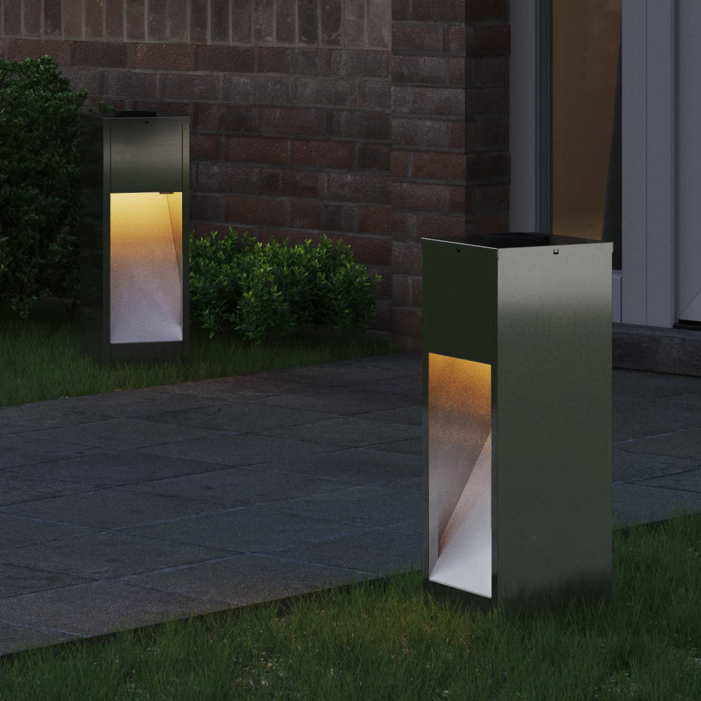 Produktbild för Solcell LED-vägbelysning 2 pcs Silver Galvaniserad